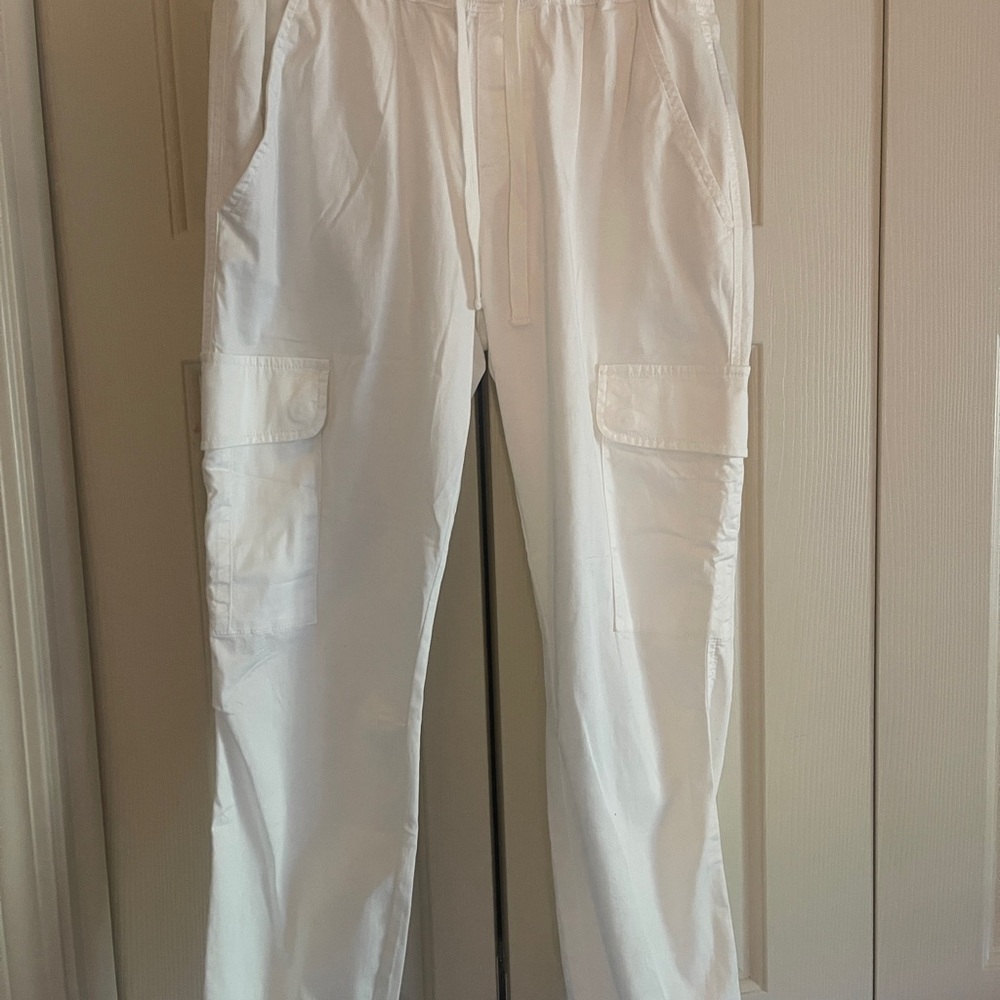 Sanctuary White Cargo Pants with Straight Leg Design